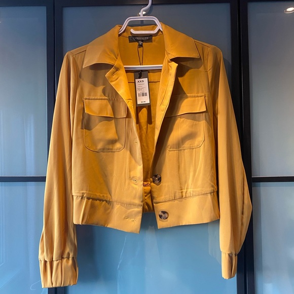 Dynamite Mustard cropped bomber jacket size XXS - Picture 4 of 11